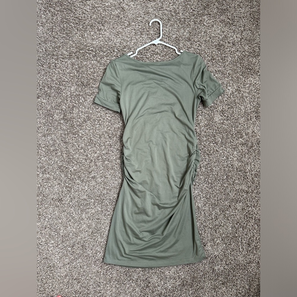 Maternity Bodycon Dress Side Ruch - Picture 2 of 4